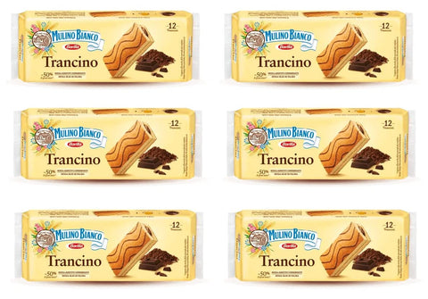 Mulino Bianco Trancino Biskuit Kuchen Snack mit fettarmer Kakaocreme 6x396g Original italienisch Kekse