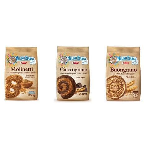 Barilla Mulino Bianco TESTPAKET Mulino Bianco Cioccograno Molinetti Buongrano kekse 100 Percent Vollkorn biscuits cookies 1x330g Original italienisch