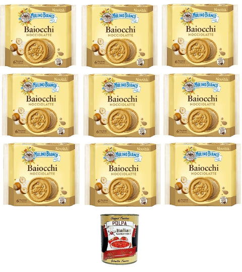 Mulino Bianco Kekse Mulino Bianco Baiocchi Nocciolatte Haselnussmilch 9x168g – Italienische Kekse mit Haselnuss-Milch-Creme – Ohne Palmöl – Original aus Italia+ Italian Gourmet polpa 400g 8076809586375