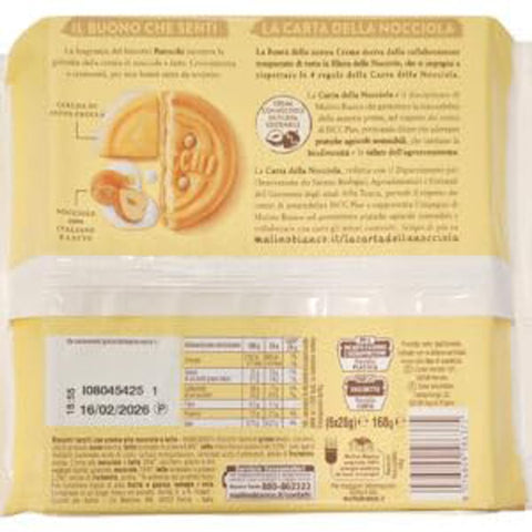 Mulino Bianco Kekse Mulino Bianco Baiocchi Nocciolatte Haselnussmilch Kekse mit Haselnuss Milch Creme Ohne Palmöl aus Italia 6x168g italienisch Original 8076809586375