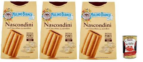 Mulino Bianco Kekse Mulino Bianco Biscotti Nascondini 3x 330g Italien kekse biscuits cookies kuchen, Frühstückskekse, Kekse mit Schokolade zum beißen + Italian Gourmet polpa 400g 8076809580618