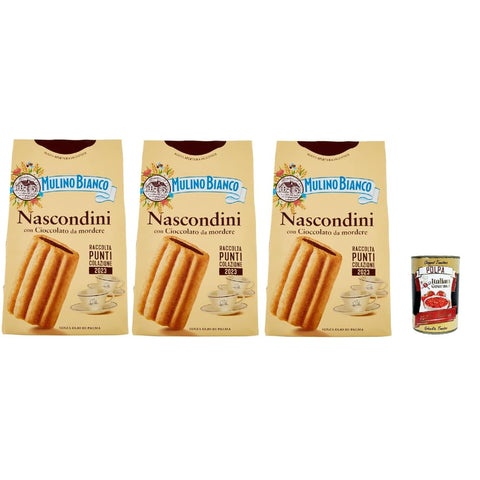 Mulino Bianco Kekse Mulino Bianco Biscotti Nascondini kekse kuchen Frühstückskekse Kekse mit Schokolade zum beißen 3x330 g italienisch Original + kostenlos polpa 400 g 8076809580618