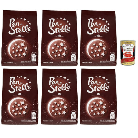 Mulino Bianco Kekse Mulino Bianco Biscotti Pan di stelle 6x 350g Italien kekse biscuits cookies kuchen, Frühstückskekse, Kakao -Keks Haselnüsse und 100% Frischmilch Original italienisch inkl. Italian Gourmet Polpa 400g 8076809580748