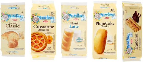 Mulino Bianco classici Testpaket Cornetti Trancino Crostatina albicocca Flauti latte Plumcake 1 Stk Original italienisch Kekse