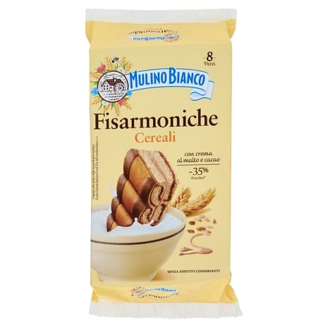 Mulino Bianco Kekse Mulino Bianco fisarmoniche Natürlich gefüllte Sahnungsnack mit Gerstenmalzcreme und Kakao 264 g 3x italienisch Original Pastasauce + kostenlos polpa 400 g 8076809582995