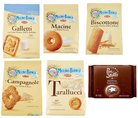 Mulino Bianco Frühstückskekse Testpack Macine Galletti Biscottone Campagnole Tarallucci Macine Biscocrema 5x700g Original italienisch