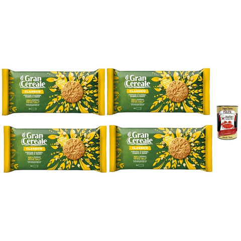 Mulino Bianco Kekse Mulino Bianco Gran Cereale Biscotti Classico - Vollkornkekse mit Haferflocken und Getreidemehl - Italienische Kekse Biscuit 4x 500g Original italienisch inkl. Italian Gourmet Polpa 400g