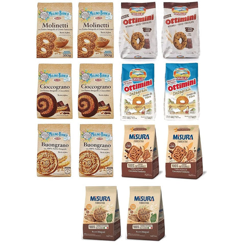 Mulino Bianco Kekse Mulino Bianco KIT Vollkornkekse 2x Molinetti Original italienisch inkl. 2x Cioccograno + 2x Buongrano + Divella 2x Ottimini + 2x Ottimini Gocce di Cioccolato + Misura 2x Biscotti Gocce di Cioccolato + 2x Biscotti Integrali 8076809572828