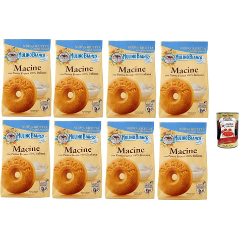 Mulino Bianco Kekse Mulino Bianco Macine - Shortbread-Kekse mit Frischer Sahne - Italienische Kekse 350 g 8x italienisch Original + kostenlos polpa 400 g