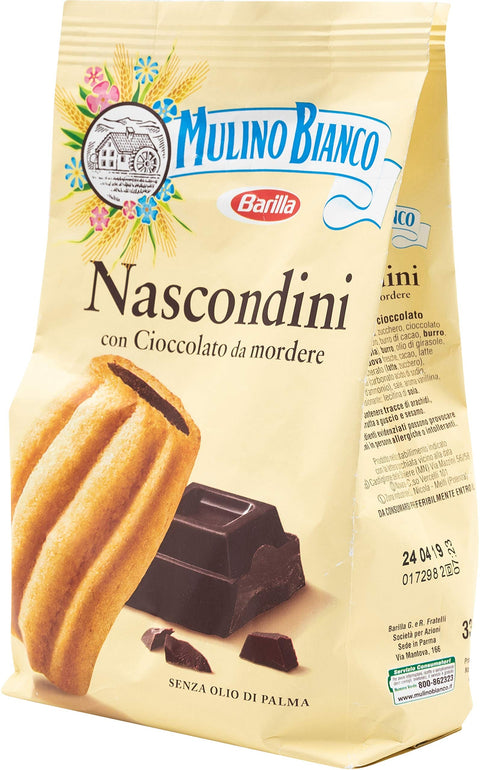 Mulino Bianco Nascondini Italienische Kekse Kekse mit Schokoladenfüllung,, ohne Palmöl 1x600g Original italienisch