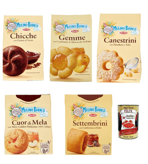 Mulino Bianco Testpaket Kekse Canestrini Gemme Chicche Cuor di Mela Settembrini, cookies biskuits 3x200 g 2x 300 g italienisch Original