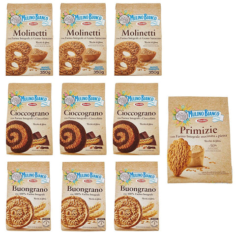 Barilla Testpaket Mulino Bianco Molinetti Cioccograno Buongrano Primizie Biscuits Cookies Vollkornkekse Kekse mit 1 Stk Original italienisch