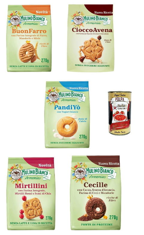 Mulino Bianco testpaket Kekse cookies armonia Cecille Buonfarro Mirtillini PandiYO Cioccoavena 5x 270g italienisch Original