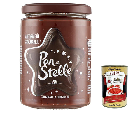 Mulino Bianco Pan di Stelle Crema Spalmabile Haselnuss Streichfähige Creme Sahne mit Kekskörnern ohne Palmöl 380 g 12x italienisch Original Pastasauce + gratis