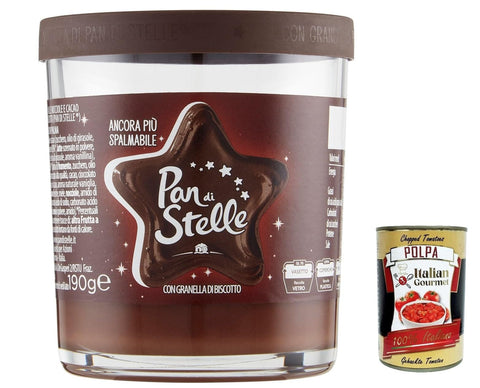 Mulino Bianco Pan di Stelle Crema Spalmabile Haselnuss Streichfähige Creme Sahne mit Kekskörnern ohne Palmöl 190 g 3x italienisch Original Pastasauce + gratis
