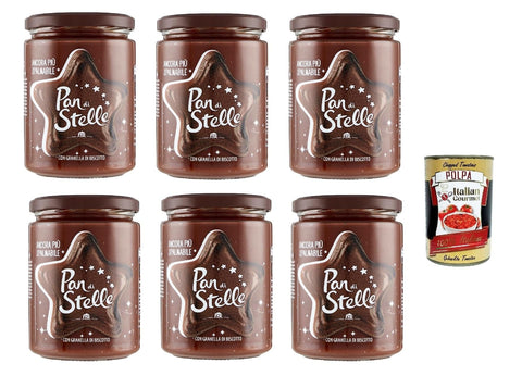 Mulino Bianco Pan di Stelle Crema Spalmabile Haselnuss Streichfähige Creme Sahne mit Kekskörnern ohne Palmöl 580 g 6x italienisch Original Pastasauce + gratis