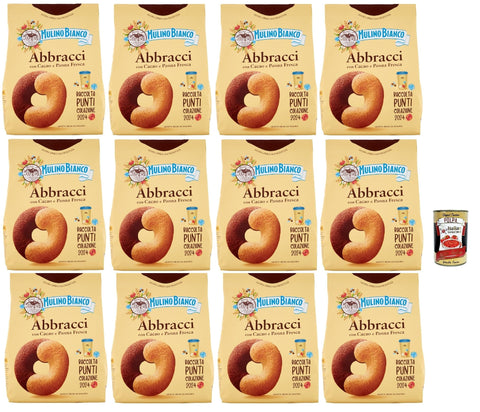Mulino Bianco Snack Kuchen & Backwaren Mulino Bianco Abbracci Biscotti con Cacao e Panna Fresca, Kekse mit Kakao und frische Sahne, biscuits cookies 12x 700 g + Italian Gourmet polpa 400g 8076809579575