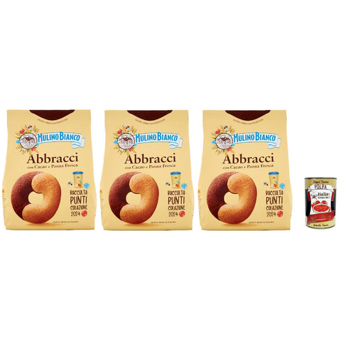Mulino Bianco Abbracci Biscotti con Cacao e Panna Fresca, Kekse mit Kakao und frische Sahne, biscuits cookies 3x 700 g italienisch Original