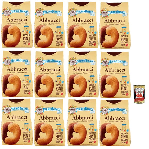 Mulino Bianco Snack Kuchen & Backwaren Mulino Bianco Abbracci Biscotti con Cacao e Panna Fresca Shortbread-Kekse mit Kakao und frischer Sahne ohne Palmöl geschmacksintensives Frühstück 12x350 g 8076809579568
