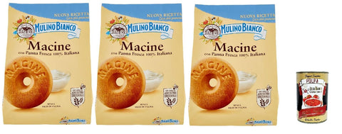 Mulino Bianco Snack Kuchen & Backwaren Mulino Bianco Biscotti Frollini Macine con Panna Fresca, Kekse mit frischen 100% italienischen Milch, Ohne Palmöl, Frühstück voller Geschmack, buscits cookies 3x 800 g + Italian Gourmet polpa 400 g 8076809507110