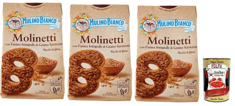Mulino Bianco Biscotti Frollini Molinetti con Grano Saraceno, 100% Farina Integrale, Kekse mit 100% vollem Mehl, Frühstück voller Faser und Geschmack, 3x 350 g italienisch Original