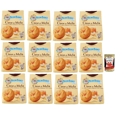Mulino Bianco Snack Kuchen & Backwaren Mulino Bianco Cuor di Mela Biscotti con Mele 100% Italiane Kekse mit 100% italienischen Äpfeln 12x300 g italienisch Original + kostenlos polpa 400 g 8032804040014