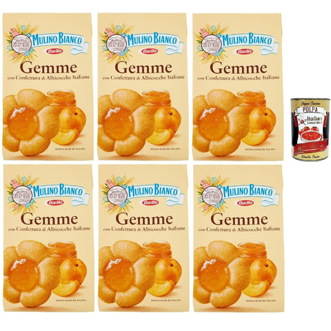 Mulino Bianco Snack Kuchen & Backwaren Mulino Bianco Dolcetti Gemme Follini -Kekse mit 100% italienischer Aprikosenmarmelade, 6x 200 g Original italienisch inkl. Italian Gourmet Polpa 400 g 8076809529976