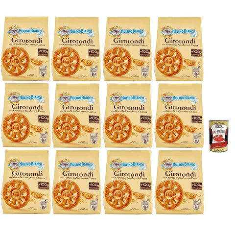 Mulino Bianco Snack Kuchen & Backwaren Mulino Bianco Girotondi Biscotti con Granelli di Zucchero di Canna Kekse mit Zuckerzuckerkörnern Ohne Palmöl Frühstück voller Geschmack buscits 12x800 g 8076809542548