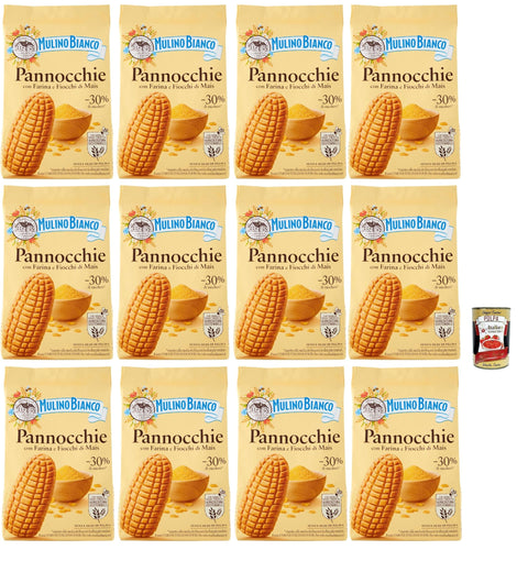 Mulino Bianco Snack Kuchen & Backwaren Mulino Bianco Pannocchie Biscotti con Farina di Mais, Kekse aus Maismehl, biscuits cookies, 12x 350 g + Italian Gourmet polpa 400g 8076809576628