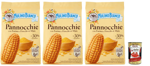 Mulino Bianco Snack Kuchen & Backwaren Mulino Bianco Pannocchie Biscotti con Farina di Mais, Kekse aus Maismehl, biscuits cookies, 3x 350 g + Italian Gourmet polpa 400g 8076809576628