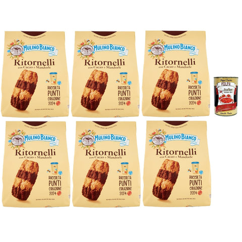 Mulino Bianco Ritornelli Biscotti con Cacao e Mandorle, Kekse mit Kakao und Mandeln, Palmölfreies, leckeres Frühstück, 6x 700 g italienisch Original