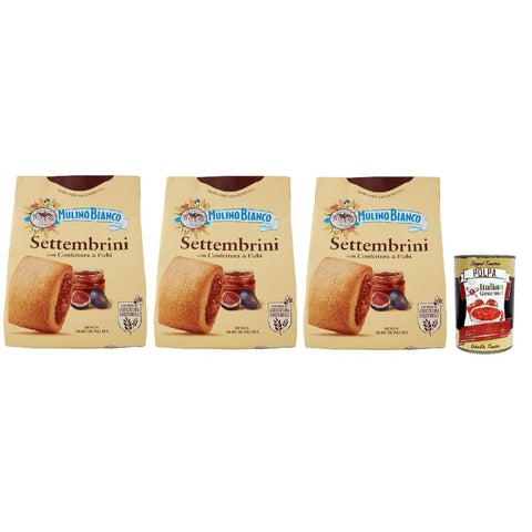 Mulino Bianco Snack Kuchen & Backwaren Mulino Bianco Settembrini Biscotti con Confettura di Fichi, Kekse mit Feigenmarmelade, biscuits, cookies, 3x300 g italienisch Original + kostenlos polpa 400 g 8032804040014