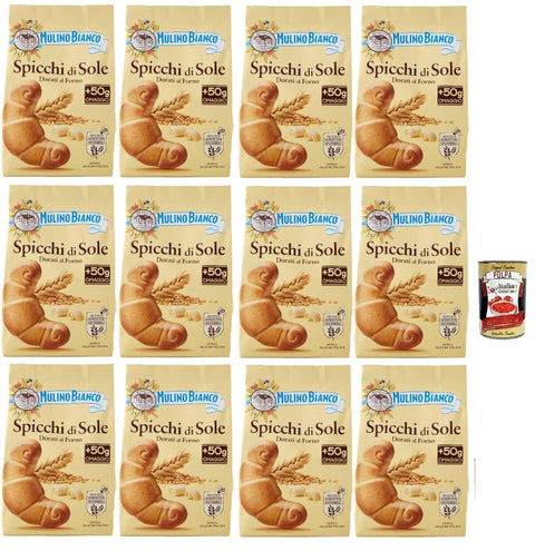 Mulino Bianco Snack Kuchen & Backwaren Mulino Bianco Spicchi di Sole Biscotti Dorati al Forno,Goldene gebackene Kekse,biscuits cookies, 12x 400g + Italian Gourmet polpa 400g 8076809572972