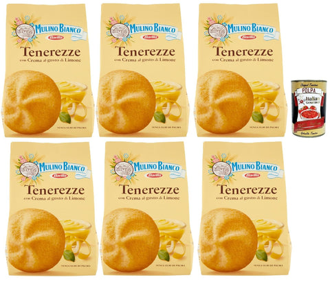 Mulino Bianco Tenerezze Biscotti con Crema al Gusto di Limone Kekse mit Zitrone geschmack creme biscuits cookies 6x 200g italienisch Original