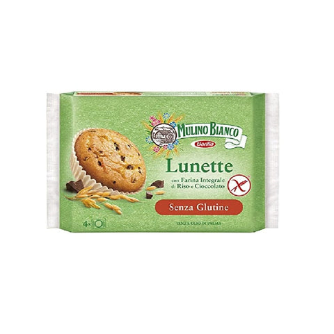 Mulino Bianco snack Mulino Bianco Lunette con Farina Integrale di Riso Gocce di Cioccolato - Kuchen mit Vollkornreismehl und Schokoladenstückchen (140g) 8076809571562