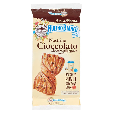 Mulino Bianco Süße Snacks MHD 09/10/2024 Mulino Bianco Nastrine Cioccolato kekse kuchen mit zartem Birnengeschmack, süßer Snack für zwischendurch 240g 8076809577359