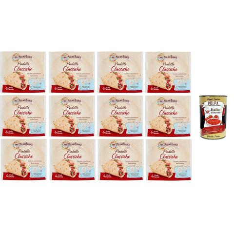 Mulino Bianco Weizenkornbrot Mulino Bianco Piadelle classiche Klassische Piadelle Natürlich gesäuert ohne Schmalz 12x300 g italienisch Original Pastasauce + kostenlos polpa 400 g 8032804040014