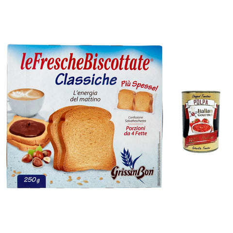 Mulino Bianco Grissinbon FrescheBiscottate, Fette Biscottate Classiche Zwieback Gebackenem Brot Packung mit 250 g, jede Packung enthält Zwieback italienisch Original
