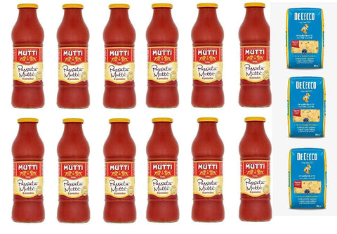 Mutti Gemüse 12x Mutti Passata di Pomodoro Tomatenpaste Tomaten sauce 100% Italienisch 700g + O' sarracino Pasta Orecchiette Handwerker 8005110191015