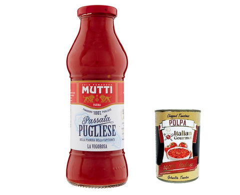 Mutti Gemüse 12x Mutti Passata Pugliese di Pomodoro Tomatenpaste von Apulier Tomaten sauce 100% Italienisch 400g + Italian Gourmet polpa 400g 8005110001840