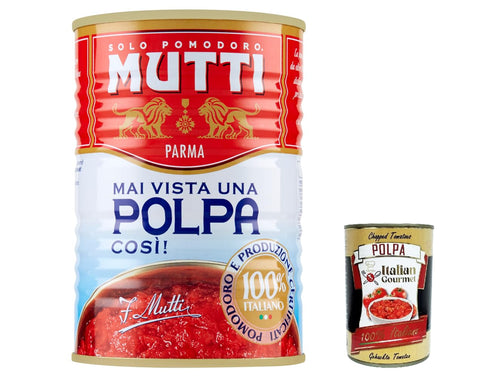 Mutti Gemüse 12x Mutti polpa di Pomodoro Tomato Pulp Tomato Sauce 100% Italian 400 + Italian Gourmet polpa 400g 80042556