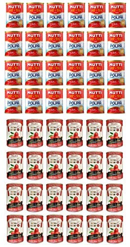 Mutti Gemüse Testpaket Pomodori Italiani Mutti Polpa Tomatenmark + Italian Gourmet Pelati italienische geschälte Tomaten ( 48 x 400g )