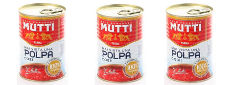 Mutti Gewürfelte Tomaten 3x Mutti polpa di Pomodoro Tomatenpulpe Tomaten sauce 100% Italienisch 400g 5057065611493