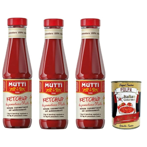 Mutti Ketchup Mutti Ketchup di Pomodoro Italiano in Vetro 100% italienischer Tomatenketchup in Glas 340 g 3x italienisch Original + kostenlos polpa 400 g 8005110180002