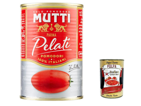 Mutti Koch- & Backzutaten 24x Mutti Pomodori Pelati Geschälte Tomaten 100 % italienische Tomaten 400g Dose Tomaten Sauce + Italian Gourmet polpa 400g 8005110060007