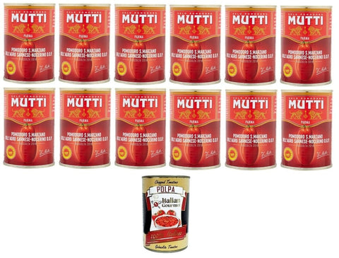Mutti Koch- & Backzutaten Mutti Pomodoro San Marzano Dell'Agro Sarnese-Nocerino D.O.P S. Marzano-Tomate vom Agro Sarnese-Nocerino 12x 400gr + Italian Gourmet polpa 400g 8005110060083