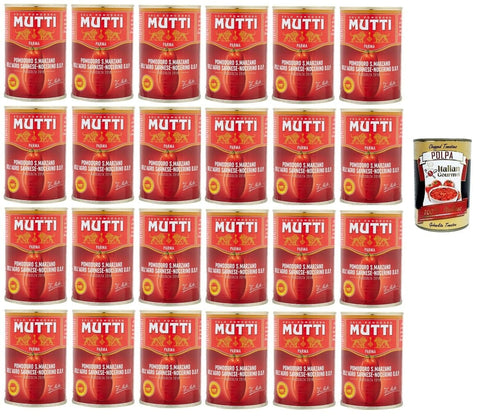 Mutti Koch- & Backzutaten Mutti Pomodoro San Marzano Dell'Agro Sarnese-Nocerino D.O.P S. Marzano-Tomate vom Agro Sarnese-Nocerino 24x 400gr + Italian Gourmet polpa 400g 8005110060083