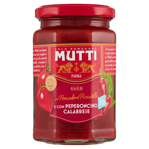 Mutti Kochsaucen & Pesto Mutti Sugo con Pomodoro Pizzutello e con Peperoncino Calabrese Sauce mit Pizzutello-Tomate und Calabrese-Chili 280 g 8005110514074