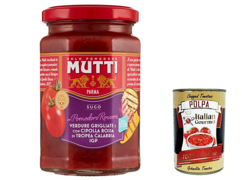 Mutti Sugo con Pomodoro Rossoro Sauce mit gegrilltem Gemüse und mit roten Zwiebeln Tropea calabria pgi 280 g 3x italienisch Original Pastasauce + gratis polpa