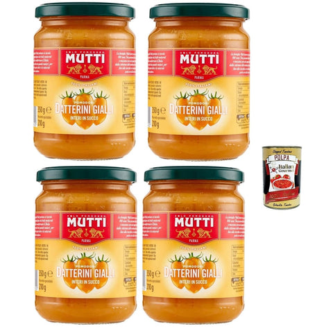 Mutti Pastasaucen Mutti Datterini Gialli Tomatensauce, Ganze Gelbe Tomaten in Saft, 4 x 350 g, mit Italian Gourmet polpa 400g Original italienisch